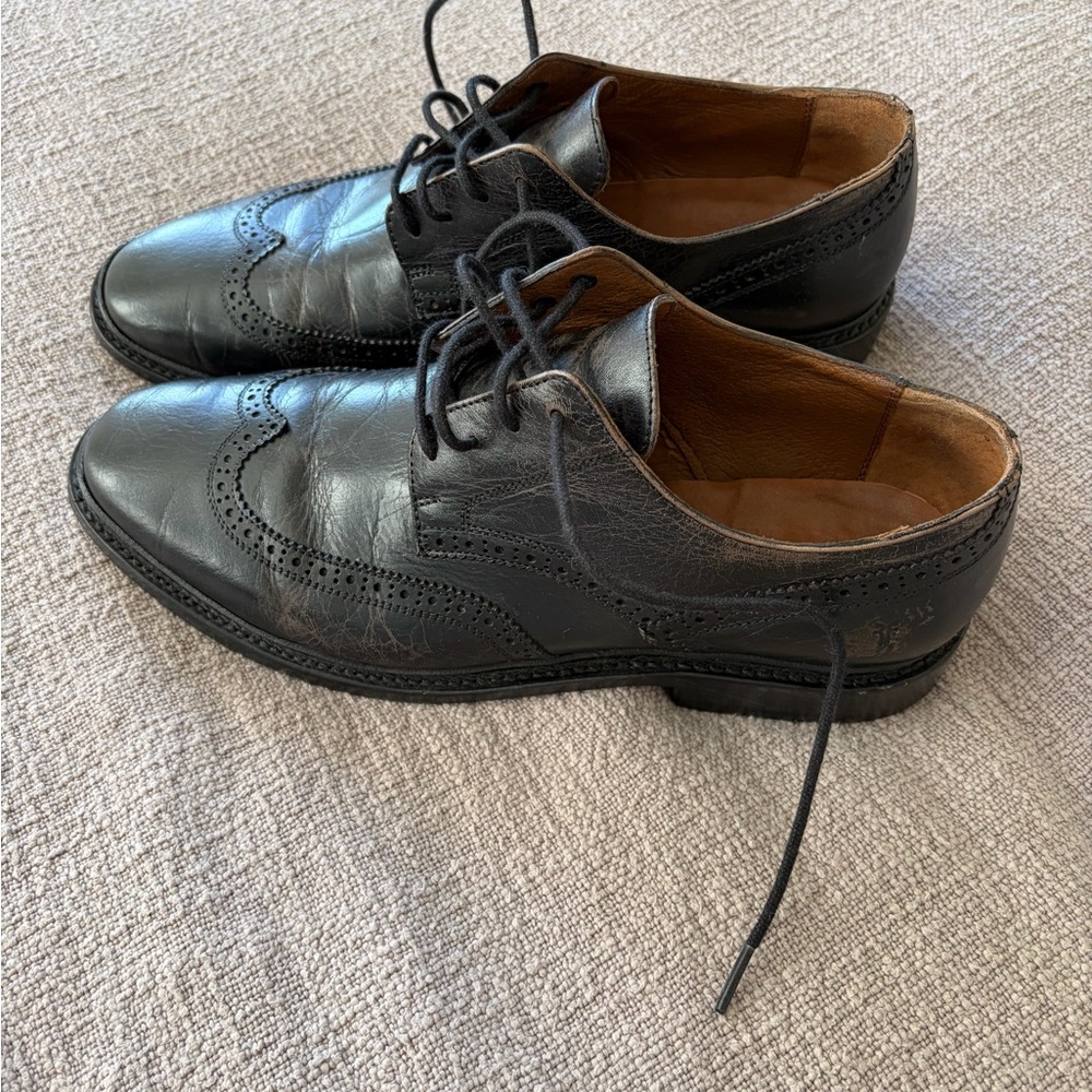 Frye Paul Black Leather Men's Wingtips